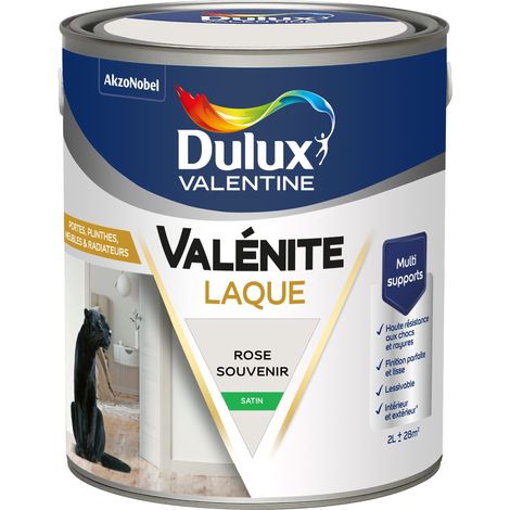 Dulux Valentine Peinture Laque Valénite Intérieur et Extérieur Multi-supports - Finition parfaite et lisse, Haute Résistance - Satin Rose Souvenir 2 L