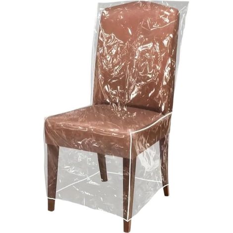 Housses de chaise de salle à manger en plastique PVC transparent avec dossiers (1/5)