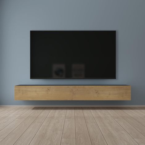 Mai & Mai Fernsehtisch Fernsehschrank TV Schrank Verdeckter Griff mit Soft-Close Lowboard Hängeschrank für Wohnzimmer in Matt Anthrazit + Kerneiche BTH: 240x40,2x30 cm Fernsehschrank02