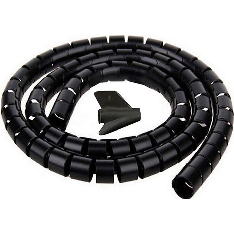 Gaine de protection flexible noire de 2 m et 22 mm de diamètre, idéale pour la gestion des câbles de télévision, PC, maison et bureau. (1/5)