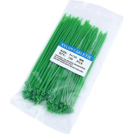 100 Stück/Set Kabelbinder, selbstverriegelnd, gute Isolierung, 7 Farben, robuste Kabelbinder für Zuhause-Green