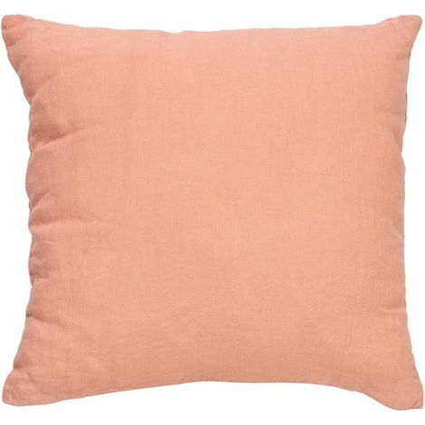 LINN - Coussin décoratif 45x45 cm - 100% lin - Coloris uni - Argile douce - rose - Coussin intérieur inclus - Coussins de luxe pour salon et canapé (1/4)