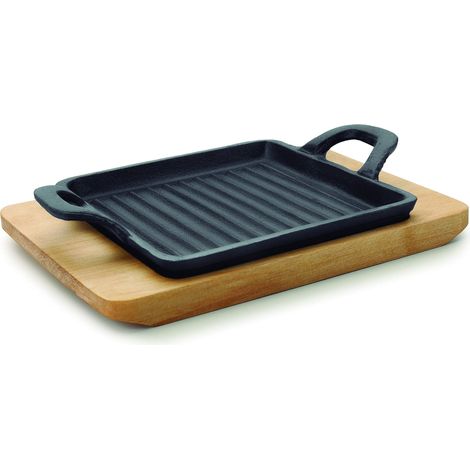 Mini plaque de grille carrée Magma, base en bois Mesures