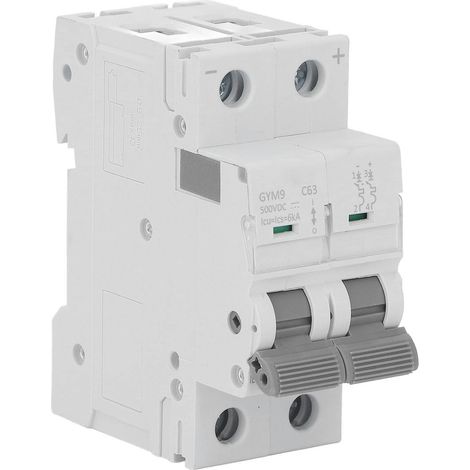 Disjoncteur Mini 2P MCB 63A 500V DC Protection Surcharge Interrupteur Air pour Bureau Domicile (1/5)