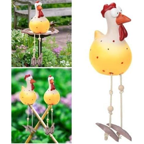 JSSEVN - Chicken-shaped garden decoration - 14x8x8 cm - Fence statue - Hens - Garden decoration - Ceramic - Interesting sculpture - Yard gift - Garden decoration (1/5)