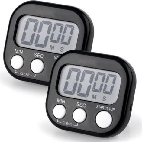 Digitaler Küchentimer, magnetische Küchenstoppuhr mit Alarm, großes LCD-Display zum Kochen, Spielen, Backen und Trainieren (Schwarz x 2) (1/4)