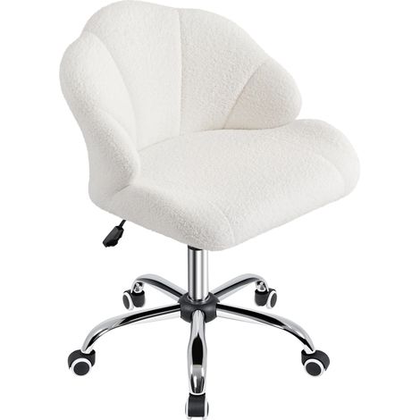 Homevive Silla Escritorio Oficina Silla Ergonomica Silla de Despacho Silla de Boucle con Ruedas Silla sin Reposabrazo Capacidad 136 KG Nevado