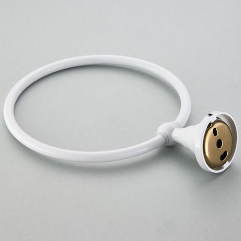 Anneau de serviette blanc rond simple anneau de suspension de serviette de salle de bain en laque blanche cuite au four (1/4)