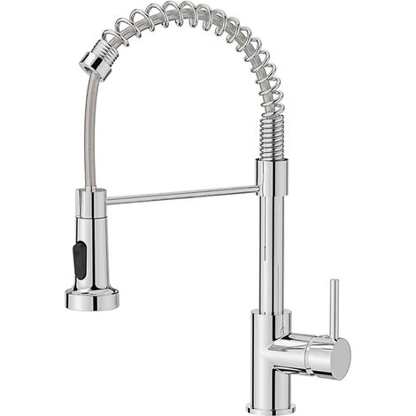 Robinet de cuisine, mitigeur de cuisine à ressort à poignée unique, pivotant à 360° 2 modes de pulvérisation, Sans tuyau d'arrivée d'eau (1/4)