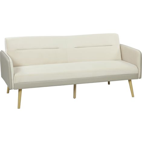 Canapé convertible Vaubrecourt design scandinave modulable confort velours beige (1/5)