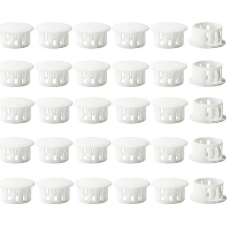 Plug-in end caps - Round and locking - For furniture fence post tubes - 18 mm, 30 pieces - White (1/5)