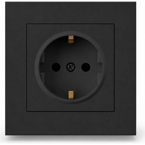 Prise allemande type F encastrable 80 mm 16A noir