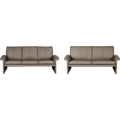 Ensemble Canapé 3 places et 2 places en 100% tout cuir italien vachette COMO, taupe (1/5)