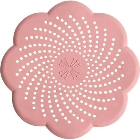 CCYKXA Flower-Shaped Silicone Floor Drain Cover, Mesh Sink Filter, Anti-Clogging Bathroom Accessory (Pink)