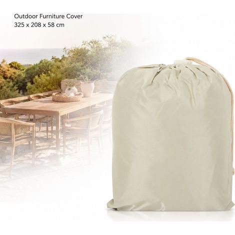 Toivize-Housse de Protection - 210D Oxford - Imperméable Anti-UV - Ensemble Table Chaise Rectangulaire Jardin 325x208x58cm Beige Marron (1/4)