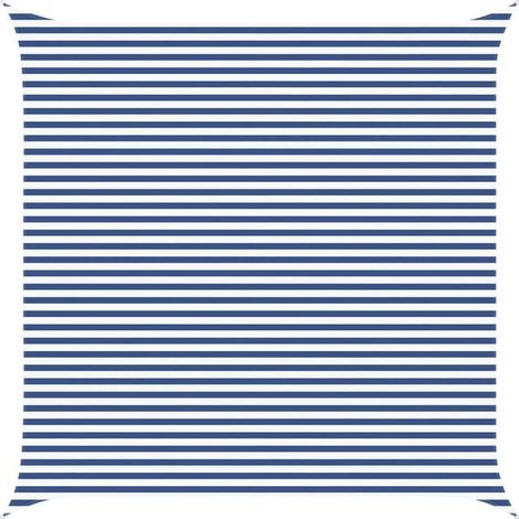 Voile d'Ombrage 5x5cm Bleu et Blanc Tissu Oxford - Anti-UV Jardin Terrasse-x (1/5)