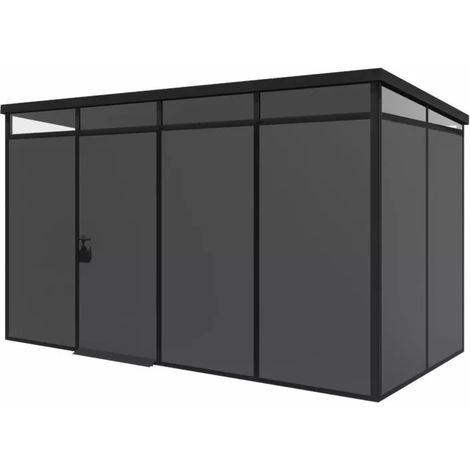 casetta da giardino prefabbricata in pvc e alluminio artplast "modulare" nero e grigio 4x2 mt (1/3)