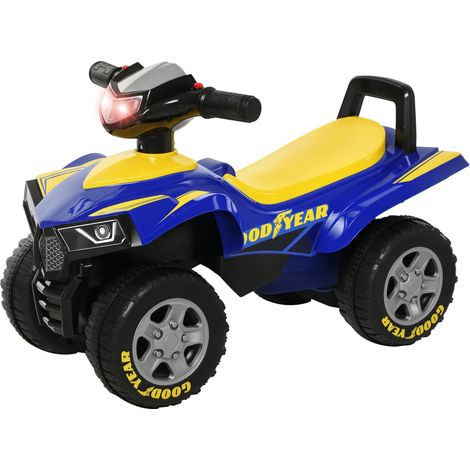 HOMCOM Porteur Enfants Quad 18-36 Mois dim. 60L x 31l x 42H cm Effets Lumineux et sonore Bleu Jaune