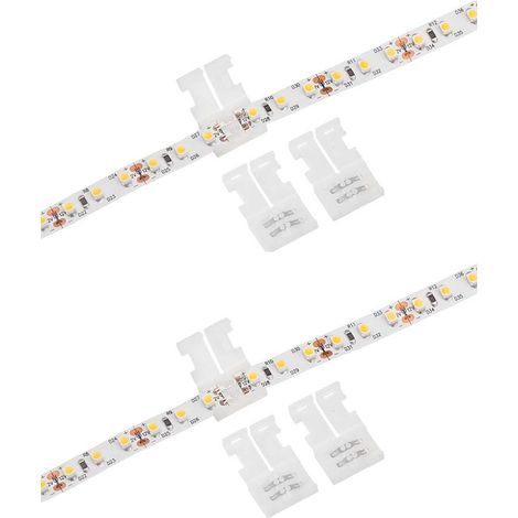 Cyclingcolors – Connecteur rapide double droit 2 broches pour ruban LED 12V 24V – Clip fixation – Longueur 15mm – Pour ruban 8mm (1/2)