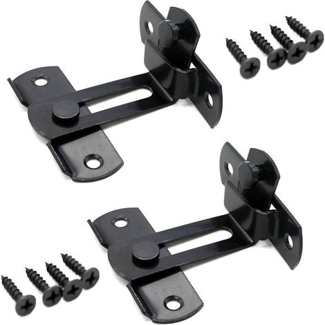 2 Pièces Verrou de Porte à 90 Degrés, Verrou de Porte à Angle Droit, Boulon Porte de Grange, pour Clôtures en Bois ou Portails Métalliques Loquet de Sécurité-Fei Yu