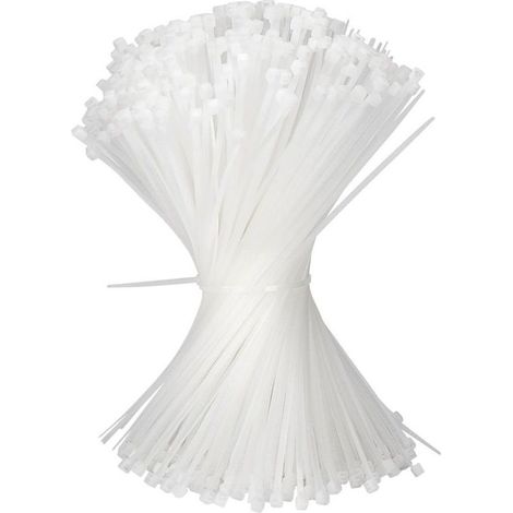 500 Pièces Collier de Serrage Blanc 200 x 2,5 mm Attache Câble Plastique Serre Câbles Électriques pour Cable Management Jardinage