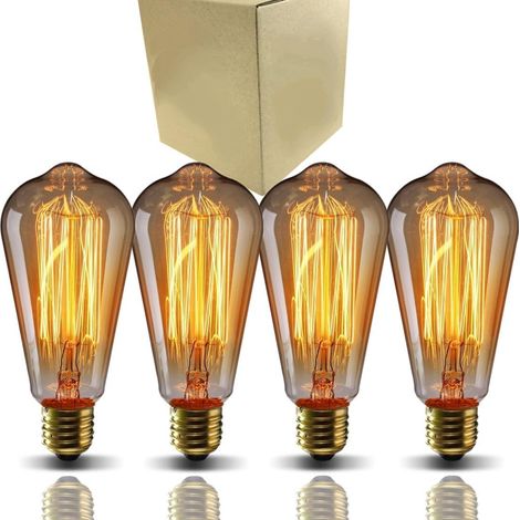 Ampoules Edison, 40 W, lumière chaude, pour lampes de table, usage domestique, décoration vintage, lot de 4 (1/5)