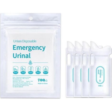 Sacs urinoirs de voyage - Unisexe - Blanc - 4 Pack - 700ml - Toilettes portables (1/4)