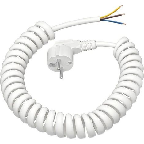 Rallonge avec contact de protection - 3 m - Câble spiralé - En - Pour l& 39intérieur - IP20 - Avec fiche Schuko - Blanc (1/5)