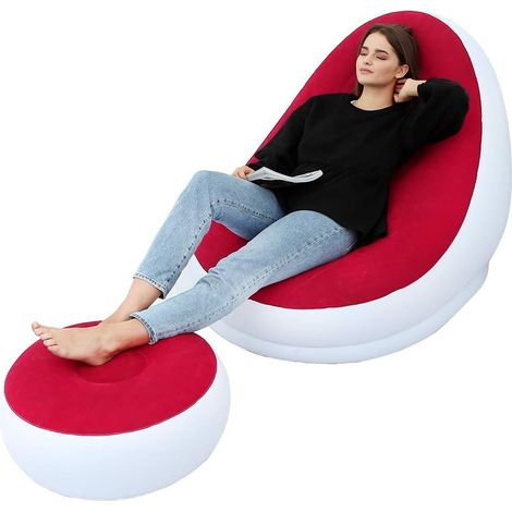 Aufblasbares Sofa und Fußhocker für draußen – faltbar (rot)