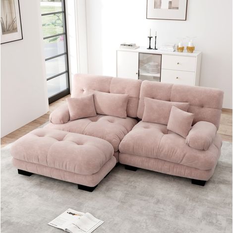 Modulares Ecksofa aus Chenille in Rosa 220 x 145 x 81 cm HAVRYA (1/5)