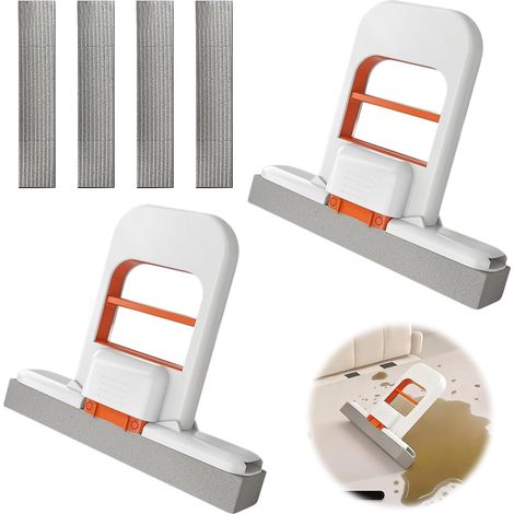 Mini vadrouille Éponge 2 Pièces Mini Serpillière Pliante avec 4 Têtes de Rechange en Éponge Vadrouille Portable Le Nettoyage des Vadrouilles Balai Serpillère Pliable pour Bureau (1/5)