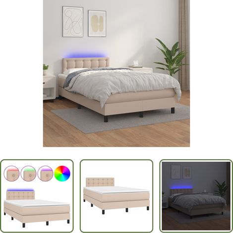 vidaXL Matelas ensaché - Sommier à lattes de lit avec matelas LED Cappuccino 120x200 cm (1/5)