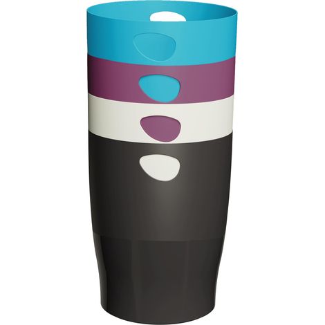 Corbeille à Papier avec Poignées ECOBIN Titane Grande Capacité 15 Litres Dimensions 26,3 x 26,3 x 33,5 cm pour Bureau ou Maison Couleurs aléatoires (1/4)