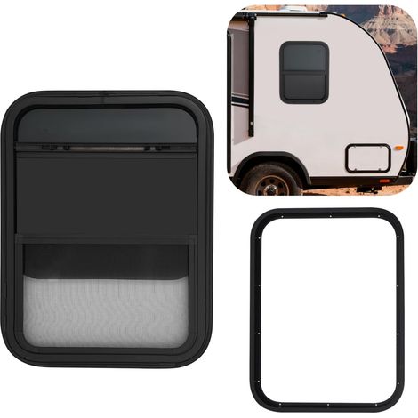 45 x 60 cm Fenêtre de camping-car avec moustiquaire, fenêtre coulissante Push Up – Fenêtre latérale de caravane avec moustiquaire et protection solaire pour caravane, camping-car (1/5)