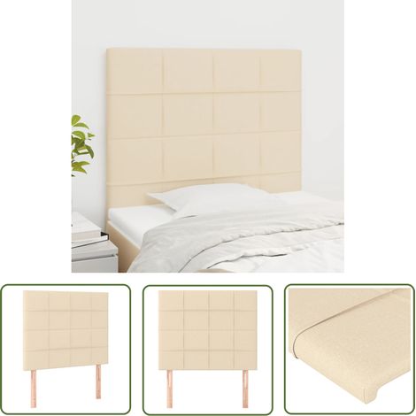 The Living Store Têtes de lit 2 pcs Crème 90x5x78/88 cm Tissu - Tête De Lit - Têtière De Lit - Literie - Meuble De Chambre - Décoration Chambre (1/5)