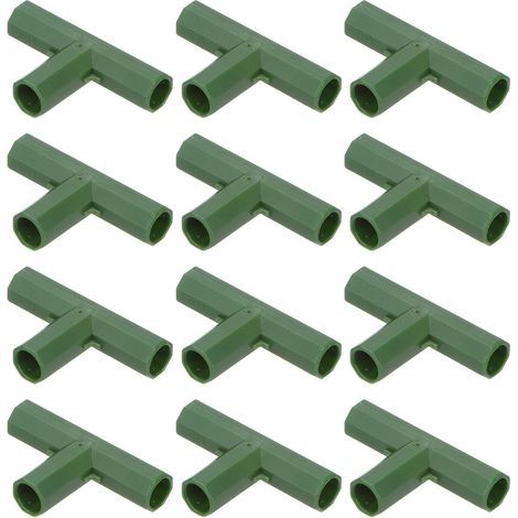 12 Pièces 16mm Connecteurs de Construction de Cadre de Serre, Raccord de Tuyau Plat 3 Voies pour Treillis de Raisin/Abri Pare-Soleil, Accessoires de Serre [Vert] (1/5)