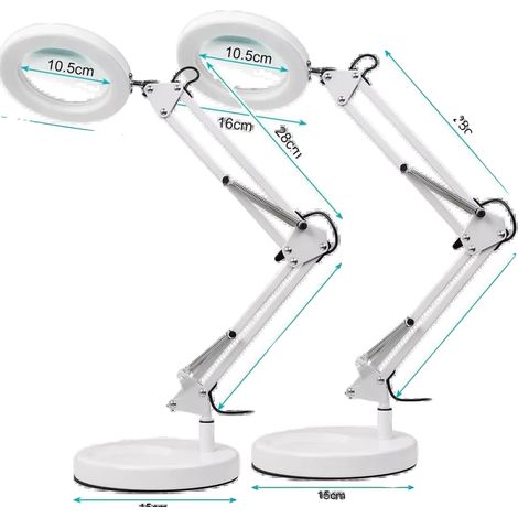 Lámpara con lupa, aumento de 10x, iluminación LED regulable, 2x blanca (1/2)