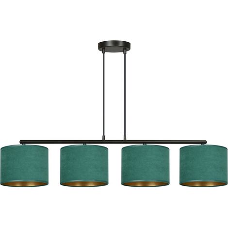Lampada a Sospensione Hilde, Acciaio verniciato a polvere, Tessuto, Nero, Verde, 97x100x18 cm