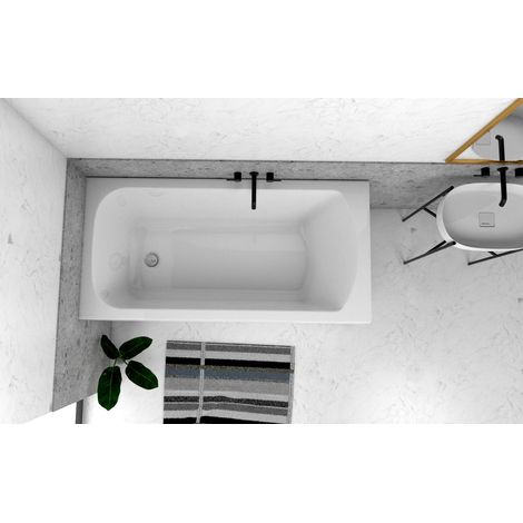 ECOLAM Baignoire rectangle acrylique blanc Classic 160x70 cm  Pieds + siphon et silicone  Baignoire rectangulaire (1/5)
