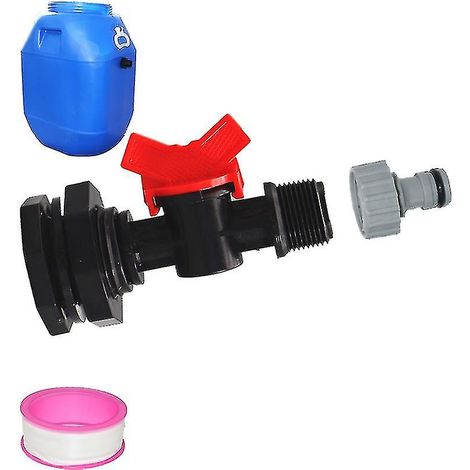 Wasserhahn für 1000-Liter-Wassertanks, mit S60x6-Adapterventil und 3/4-Wege-Ventil (nur Wasserhahn).