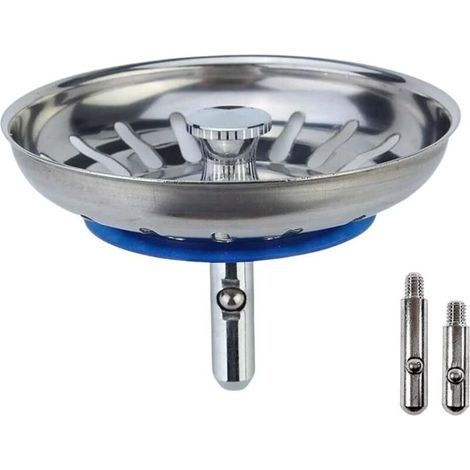 Sink Drain Accessory: Kitchen Sink Plug Filter with Adjustable Pin - Universal Kitchen Sink Plug, Pop-Up Strainer Basket, Stainless Steel, Dishwasher Safe (82mm) (1/4)