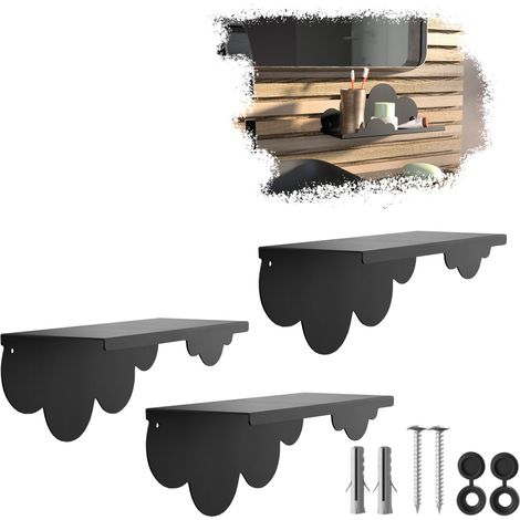 SOTECH Design Wandregal HOVER-XI 25 x 10 x 10 cm inkl. Befestigungsset für Wandmontage, schwarz, 3 Stück