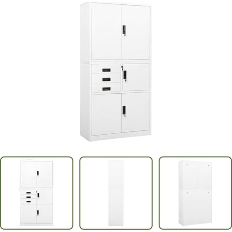 vidaXL Schrank für Akten -  Büroschrank Weiß 90x40x180 cm Stahl (1/5)