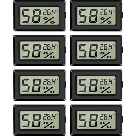 Lot de 8 mini-hygromètres et thermomètres, hygromètres numériques d'intérieur avec capteur de température pour serres, voitures, bureaux, Celsius (°C) (1/3)