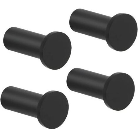 Set mit 4 runden Schraubhaken aus robustem Edelstahl für Bad, Schlafzimmer, Küche, Eingangsbereich und als Handtuchhalter, 16 x 35 mm, schwarz (1/5)
