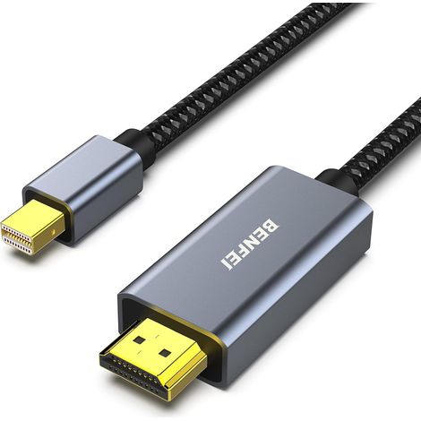Câble Mini DisplayPort vers HDMI 1.8M [4K@30Hz, Coque en Aluminium, Nylon tressé] Compatible avec MacBook Air/Pro, Microsoft Surface Pro/Dock, Moniteur, projecteur et Plus (1/5)