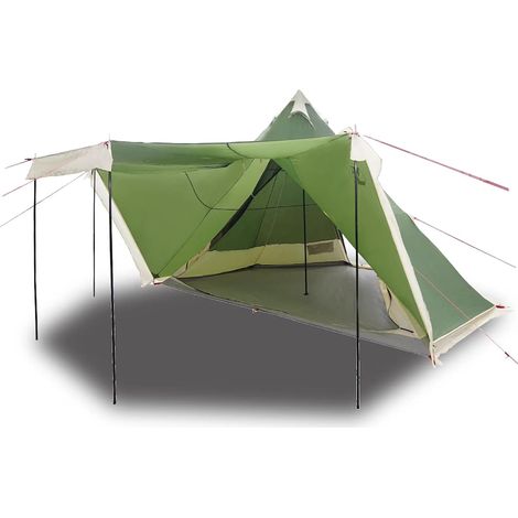 vidaXL Tienda de campaña familiar tipi 8 personas impermeable verde (1/2)