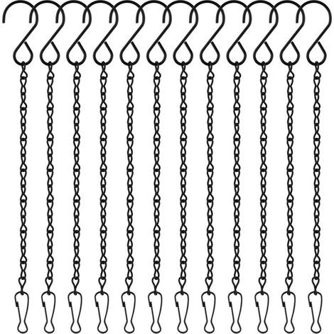 Lot de 12 chaînes de suspension noires, 50 cm (19,7 pouces), pour paniers suspendus, Géorgie (1/5)