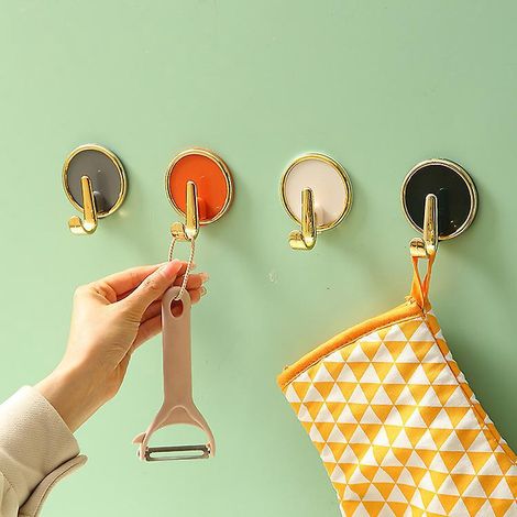 4pcs Crochets Adhsifs Ronds De Couleur Mlange Sans Poinon, Crochets Adhsifs Pour Crochet, Cuisine, Mur, Crochets Muraux Non Marquants, Crochets Po (1/5)