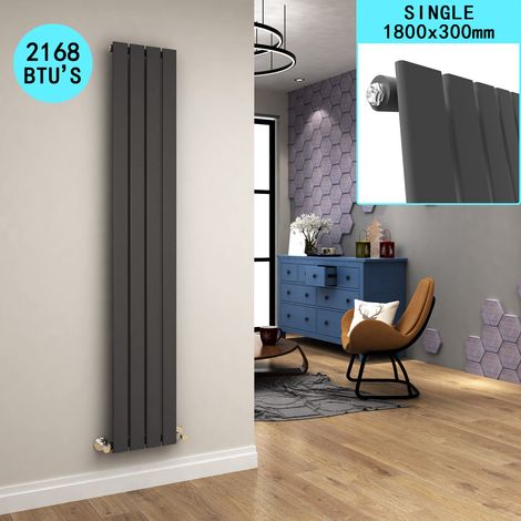 ELEGANT Radiators Vertical Anthracite Tall Single Bathroom Kitchen Designer Radiator Flat Panel 1800 x 300 mm Rads (1/5)
